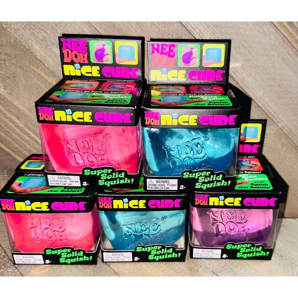 Nee Doh Nice Cube - Lot Of 5 Brand New Purple & Blue, Pink